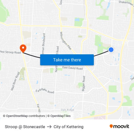 Stroop @ Stonecastle to City of Kettering map