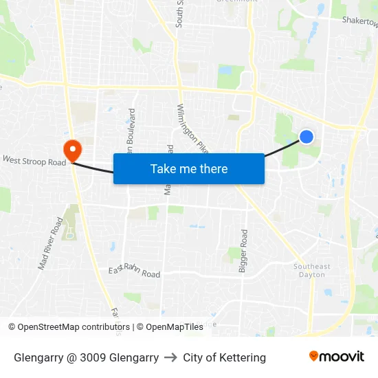 Glengarry @ 3009 Glengarry to City of Kettering map