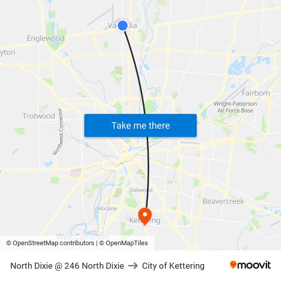 North Dixie @ 246 North Dixie to City of Kettering map