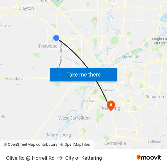 Olive Rd @ Horrell Rd to City of Kettering map