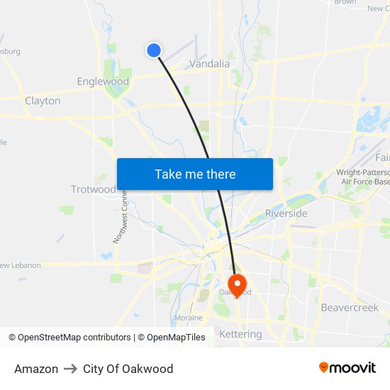 Amazon to City Of Oakwood map