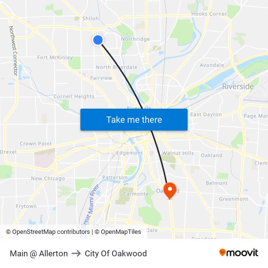 Main @ Allerton to City Of Oakwood map