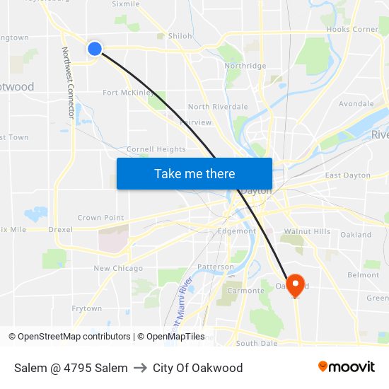 Salem @ 4795 Salem to City Of Oakwood map