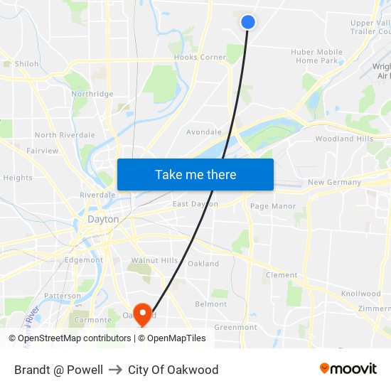 Brandt @ Powell to City Of Oakwood map