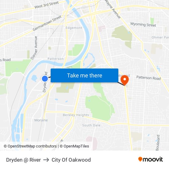 Dryden @ River to City Of Oakwood map