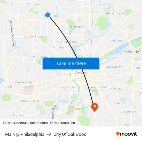 Main @ Philadelphia to City Of Oakwood map