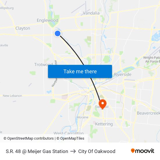 S.R. 48 @ Meijer Gas Station to City Of Oakwood map