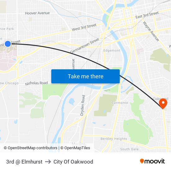 3rd @ Elmhurst to City Of Oakwood map