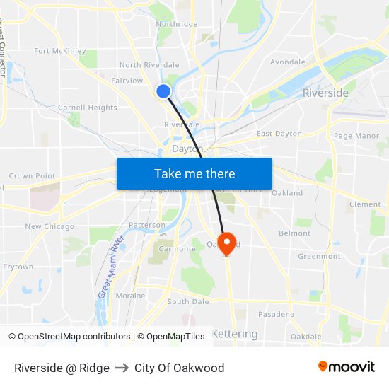 Riverside @ Ridge to City Of Oakwood map