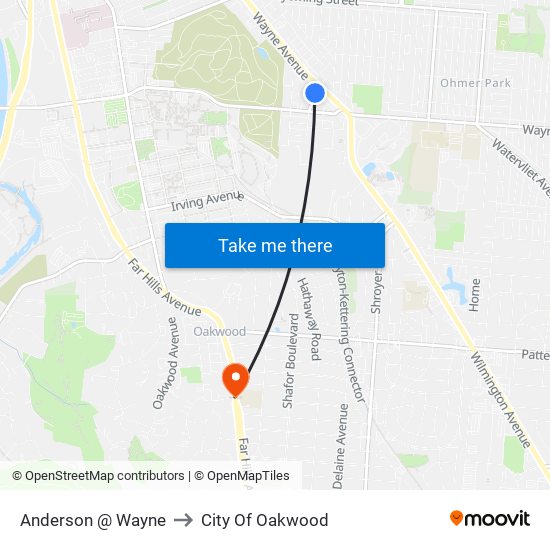 Anderson @ Wayne to City Of Oakwood map