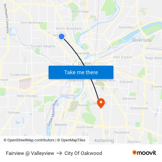 Fairview @ Valleyview to City Of Oakwood map