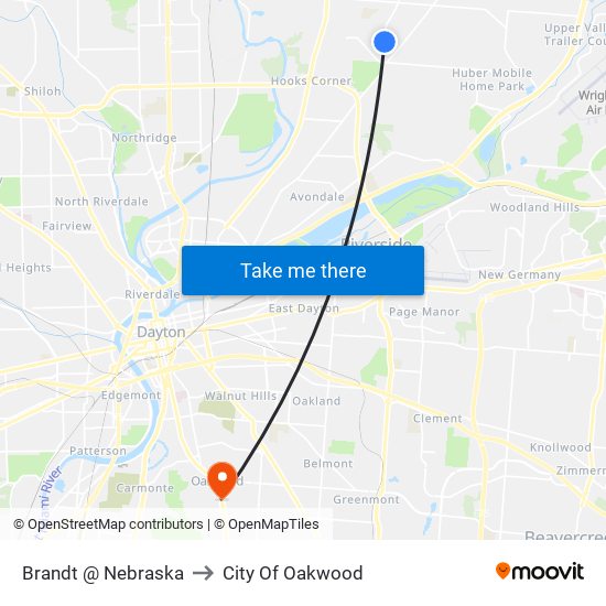 Brandt @ Nebraska to City Of Oakwood map