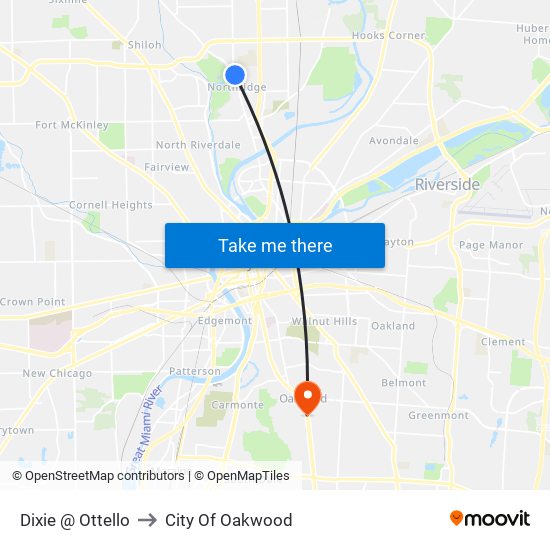 Dixie @ Ottello to City Of Oakwood map
