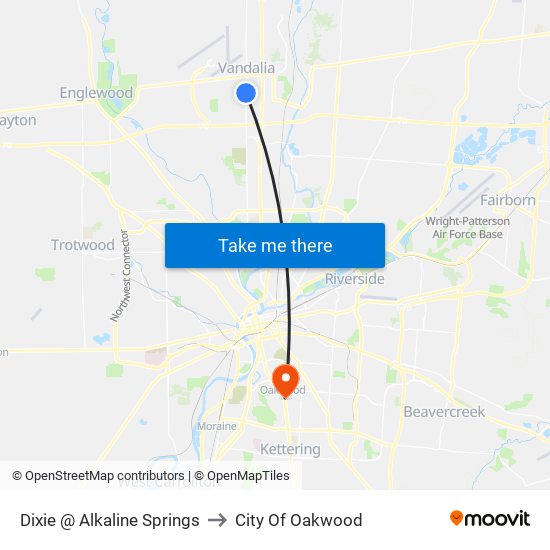 Dixie @ Alkaline Springs to City Of Oakwood map
