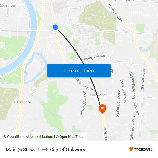 Main @ Stewart to City Of Oakwood map