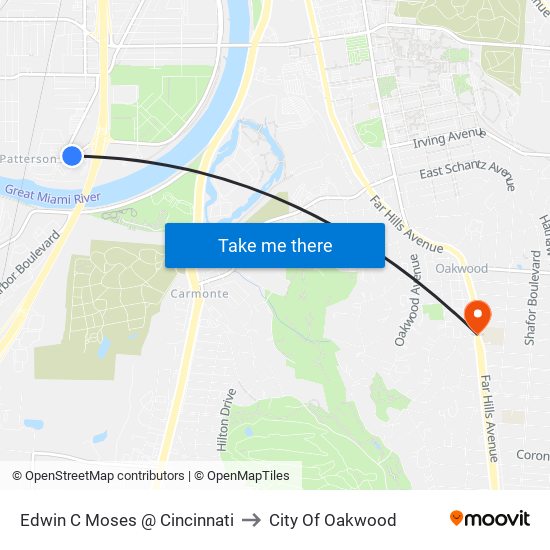 Edwin C Moses @ Cincinnati to City Of Oakwood map