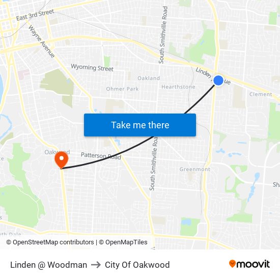 Linden @ Woodman to City Of Oakwood map