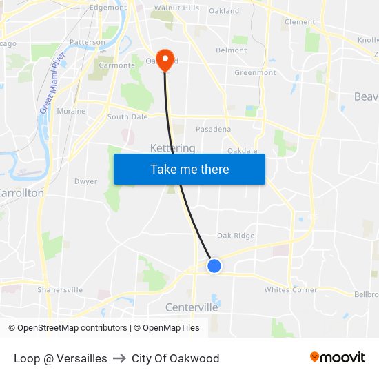 Loop @ Versailles to City Of Oakwood map