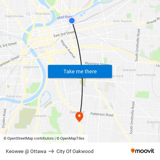 Keowee @ Ottawa to City Of Oakwood map