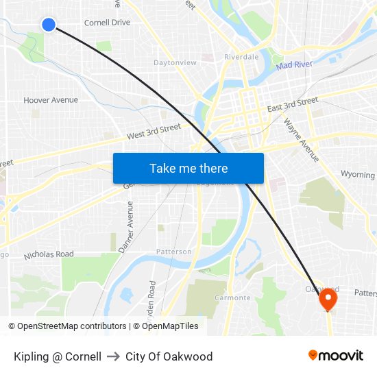 Kipling @ Cornell to City Of Oakwood map