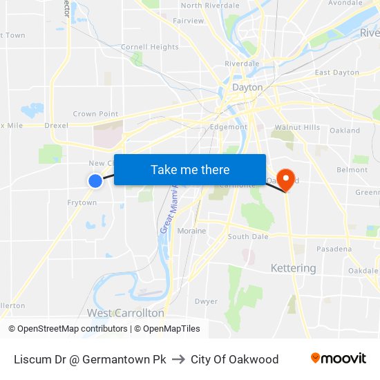Liscum Dr @ Germantown Pk to City Of Oakwood map