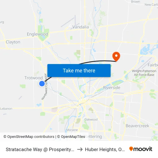 Stratacache Way @ Prosperity Dr to Huber Heights, Ohio map