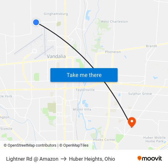 Lightner Rd @ Amazon to Huber Heights, Ohio map