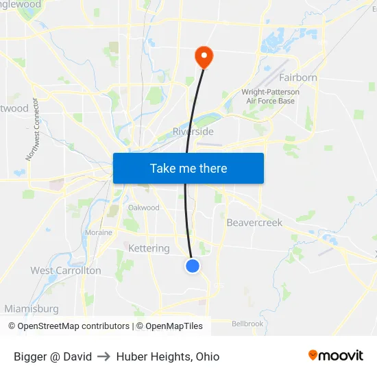 Bigger @ David to Huber Heights, Ohio map