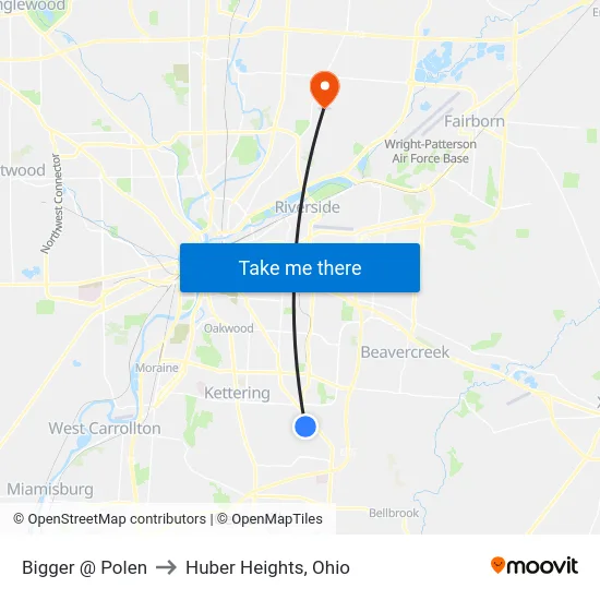 Bigger @ Polen to Huber Heights, Ohio map