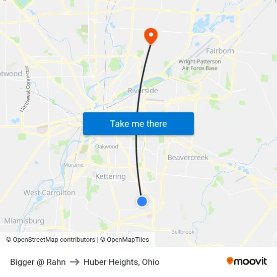 Bigger @ Rahn to Huber Heights, Ohio map