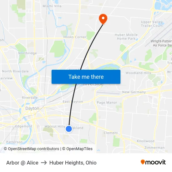 Arbor @ Alice to Huber Heights, Ohio map