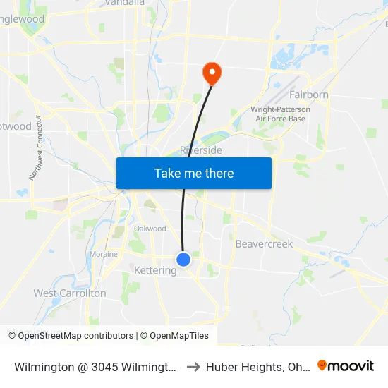 Wilmington @ 3045 Wilmington to Huber Heights, Ohio map