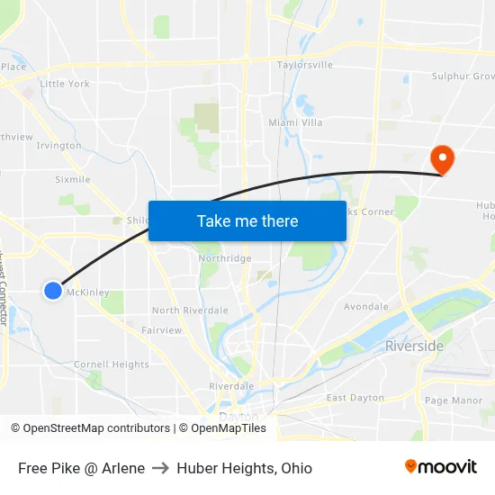 Free Pike @ Arlene to Huber Heights, Ohio map
