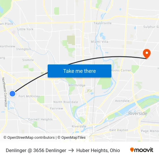 Denlinger @ 3656 Denlinger to Huber Heights, Ohio map