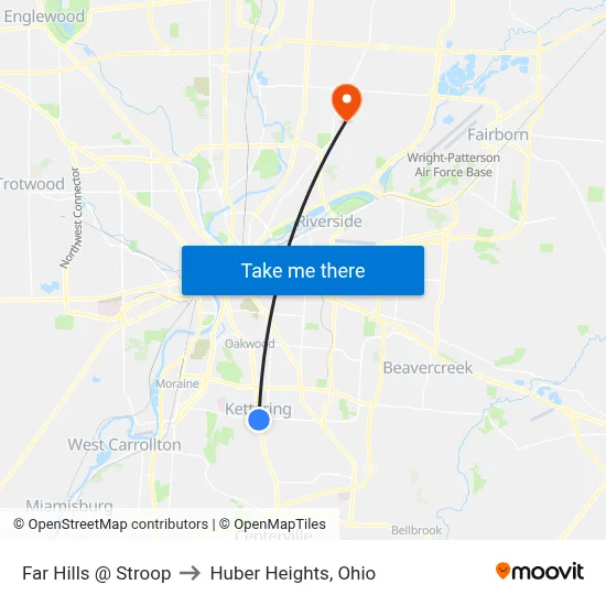 Far Hills @ Stroop to Huber Heights, Ohio map
