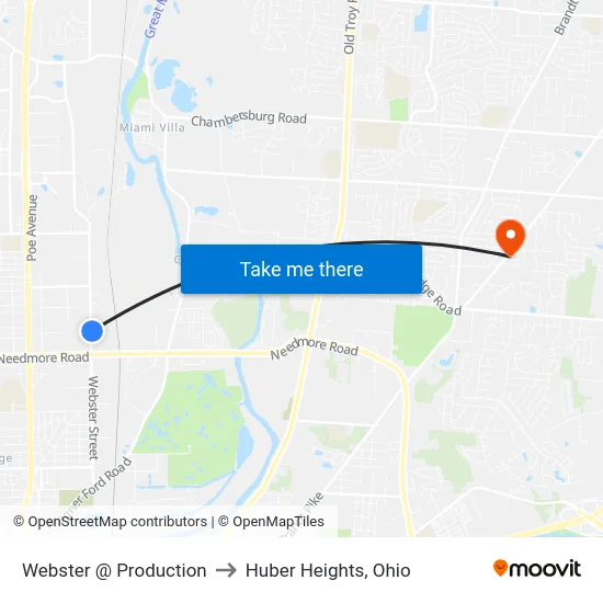 Webster @ Production to Huber Heights, Ohio map