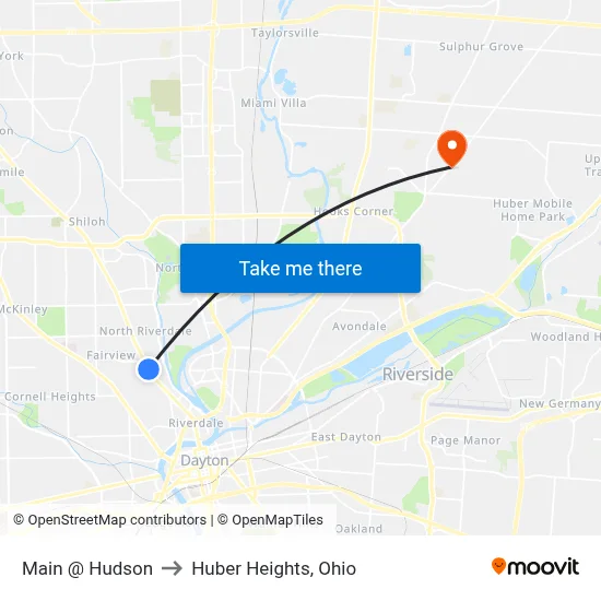 Main @ Hudson to Huber Heights, Ohio map