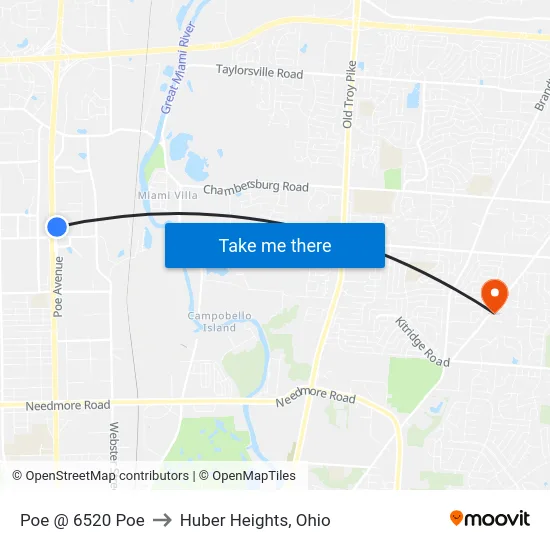 Poe @ 6520 Poe to Huber Heights, Ohio map