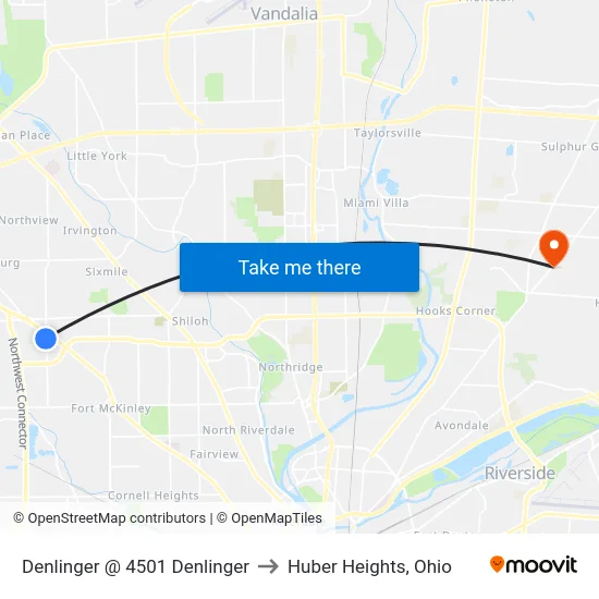 Denlinger @ 4501 Denlinger to Huber Heights, Ohio map