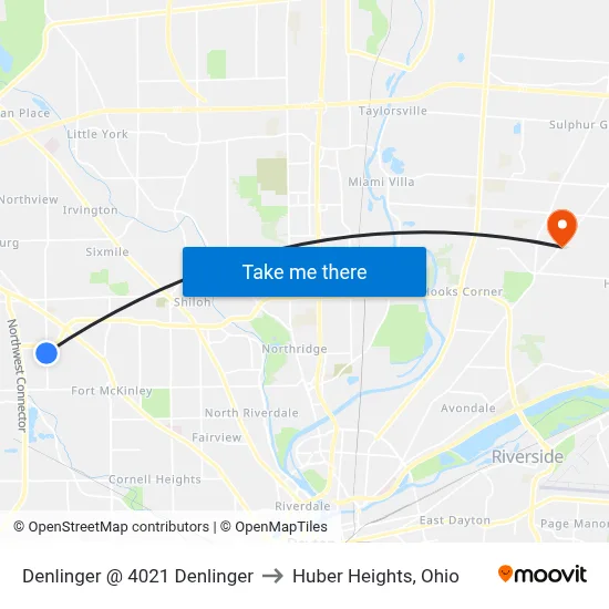 Denlinger @ 4021 Denlinger to Huber Heights, Ohio map