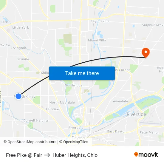 Free Pike @ Fair to Huber Heights, Ohio map