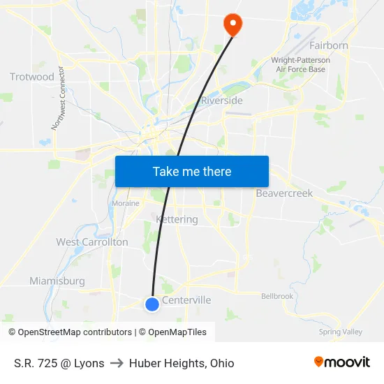S.R. 725 @ Lyons to Huber Heights, Ohio map