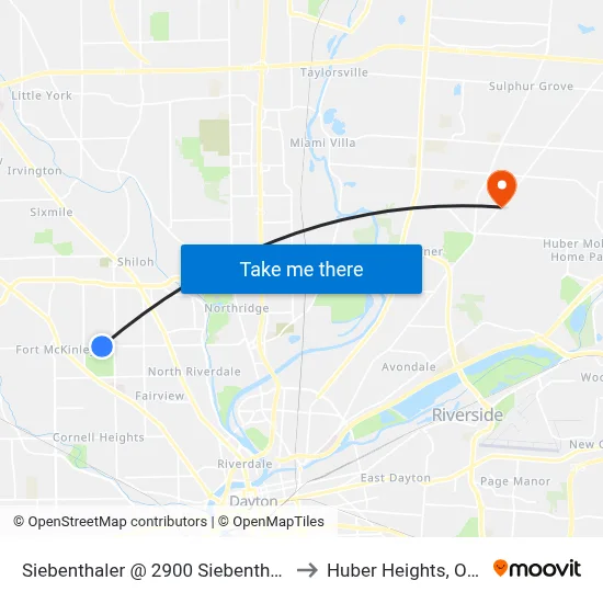 Siebenthaler @ 2900 Siebenthaler to Huber Heights, Ohio map