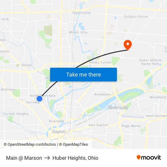 Main @ Marson to Huber Heights, Ohio map