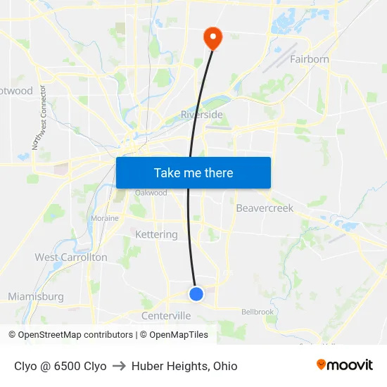 Clyo @ 6500 Clyo to Huber Heights, Ohio map
