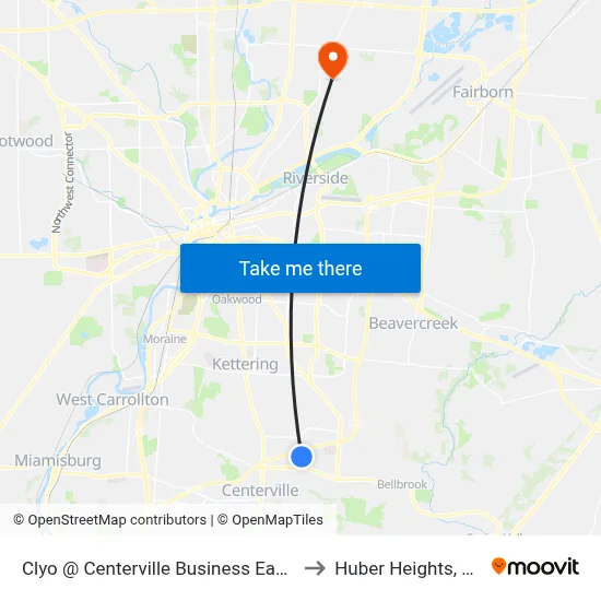Clyo @ Centerville Business East End to Huber Heights, Ohio map