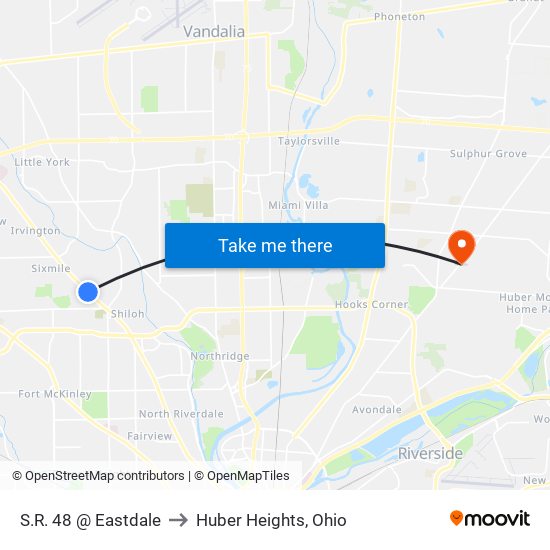 S.R. 48 @ Eastdale to Huber Heights, Ohio map