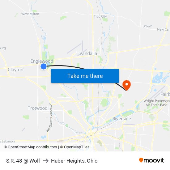 S.R. 48 @ Wolf to Huber Heights, Ohio map