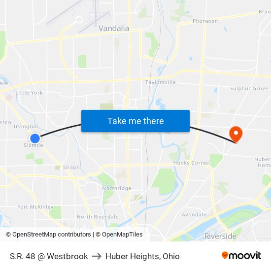 S.R. 48 @ Westbrook to Huber Heights, Ohio map