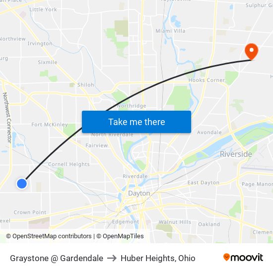 Graystone @ Gardendale to Huber Heights, Ohio map